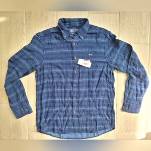 Vineyard Vines men's blue striped classic fit whale button-down shirt - medium